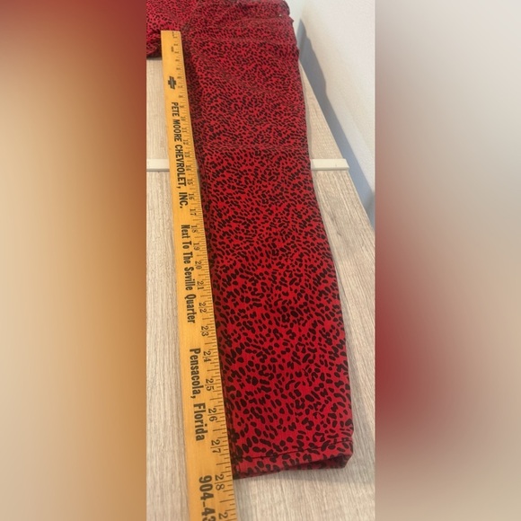 Alice + Olivia Good High Rise Ankle Skinny Jeans Red Leopard Funky Rock Size 28 - Picture 6 of 11
